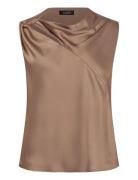 Lauren Ralph Lauren Charmeuse Asymmetrical Blouse Beige