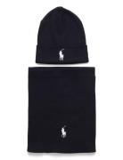 Polo Ralph Lauren Rib-Knit Cotton Beanie & Scarf Gift Set Marinblå