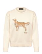 Lauren Ralph Lauren Intarsia-Knit Golden Retriever Sweater Kräm