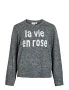 Vila Vimelie O-Neck L/S Detail Knit Top/R Grå