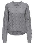 ONLY Onljeanett Life Ls Cable O-Neck Cc Knt Grå