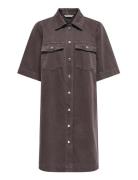 ONLY Onlbelle-Silla S/S Button Dress Pnt Brun
