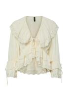 YAS Yashelle Ls Tie Lace Top - D2D Kräm
