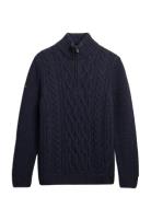 Superdry Jacob Cable Knit Half Zip Marinblå