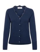 Rosemunde Rwlaica Cashmere Ls V-Neck Lace Car Marinblå
