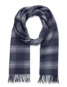 Lyle & Scott Check Lambswool Scarf Marinblå