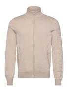 Lyle & Scott Mesh Logo Knitted Track Jacket Beige