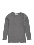Copenhagen Colors Modal Rib Ls Tee W. Heart Hole Pattern Grå