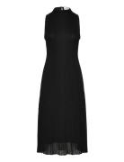 Malina Nessa Halterneck Pointelle Knitted Midi Dress Svart