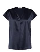 Rosemunde Rwjade Silk Ss Blouse Marinblå