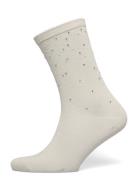 Weekday Rhinest Detail Cotton Crew Socks Kräm
