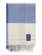 Lexington Home Blue/Beige Checked Recycled Wool Throw Blå
