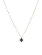 Bud To Rose Clover Enamel Necklace Black/Gold Svart