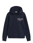 GANT Reg Graphic Hoodie Marinblå