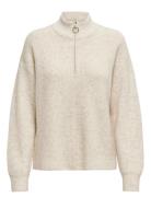 ONLY Onltokyo Solid L/S Zip Pullover Knt Noos Kräm