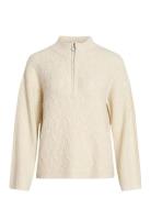 Vila Vilassia L/S High Neck Zipper Top - Noos Kräm