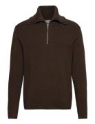 Lindbergh Half Zip Rib Knit W?. Over D Col Brun
