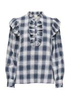 ONLY Onlfiga L/S Flounce Top Wvn Blå