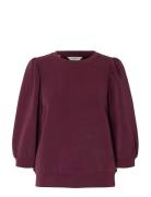 Selected Slftenny 3/4 Sweat Top Noos Burgundy