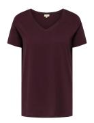 ONLY Carmakoma Carbonnie Life S/S V A-Shape Tee Noos Burgundy
