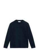 Mango Knitted Sweater With Ribbed Details Marinblå