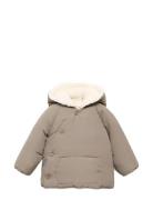 Mango Padded Anorak With Fur-Effect Interior Beige