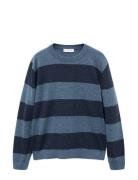 Mango Knit Striped Sweater Marinblå