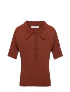Mango Polo-Neck Ribbed Sweater Brun
