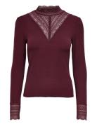 ONLY Onltilde L/S High Neck Lace Top Jrs Noos Burgundy