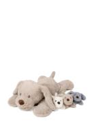 Teddykompaniet Hund-I-Hund, Tre Valpar, 50Cm Beige