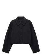 Mango Cropped Jacket With Pockets Svart