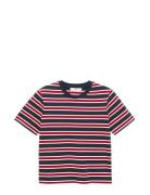 Mango Striped Cotton T-Shirt Marinblå