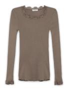 Rosemunde Rwbabette Silk Ls Lace T-Shirt Brun