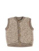 Smallstuff Vest W. Buttons, Bouclé Merino Wool, Natur Melange Beige