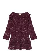 Petit Piao Dress L/S Frill Modal Heart Burgundy