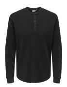 ONLY & SONS Onstobie Reg Ls Henley Tee Noos Svart