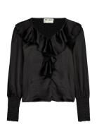 Vero Moda Awbea Ls V-Neck Frill Blouse Svart