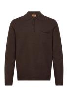 Mos Mosh Gallery Mmgryan Boil Zip Polo Pullover Brun