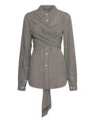 Hope Twisty Shirt Soft Grey Check-38 Grå