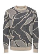 ONLY & SONS Onslong Reg Ls Crew Jaquard Knit Grå