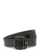 Lauren Ralph Lauren Slide-Buckle Croc-Embossed Leather Belt Svart