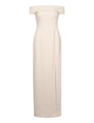 Lauren Ralph Lauren Crepe Off-The-Shoulder Gown Kräm