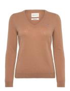 GANT Extrafine Lambswool Blend V-Neck Beige