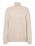 GANT Cable Knit Mock Neck Kräm