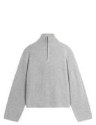 Woodbird Wbfang Half Zip Knit Grå