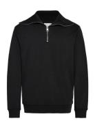 Lindbergh Half Zip Sweat With Over D Colla Svart