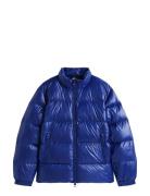 Tommy Hilfiger Shiny Down Stand Puffer Blå