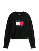 Tommy Jeans Tjw Melange Flag Sweater Rib Ext Svart