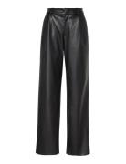 Calvin Klein Faux Leather Pleated Trouser Svart