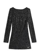 Tommy Jeans Tjw Metallic Aop Mini Ls Dress Svart